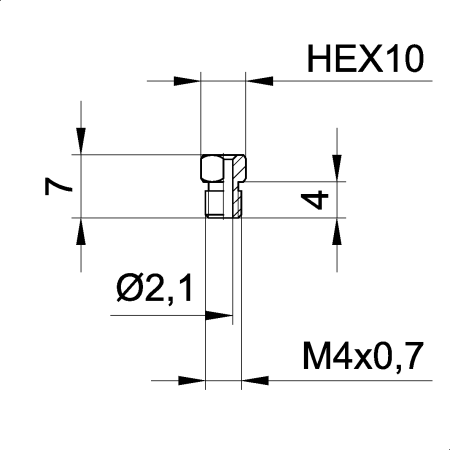 M4 x 0,7 mm SCREW FOR THERMOCOUPLES TO USE ON THE MOULDS